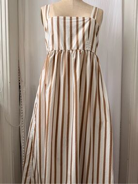 Mikoh, Atoll 100% Cotton, Square Neck Stripe Maxi Dress, sz 2 (US M)